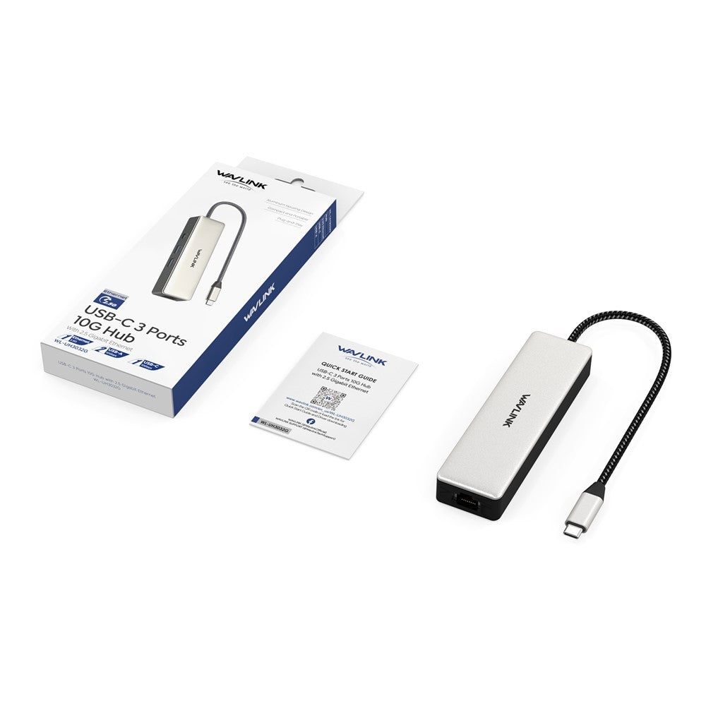 WAVLINK UH3032G 3-port USB C Hub with RJ45 Gigabit Ethernet Adapter for MacBook Pro / Chromebook