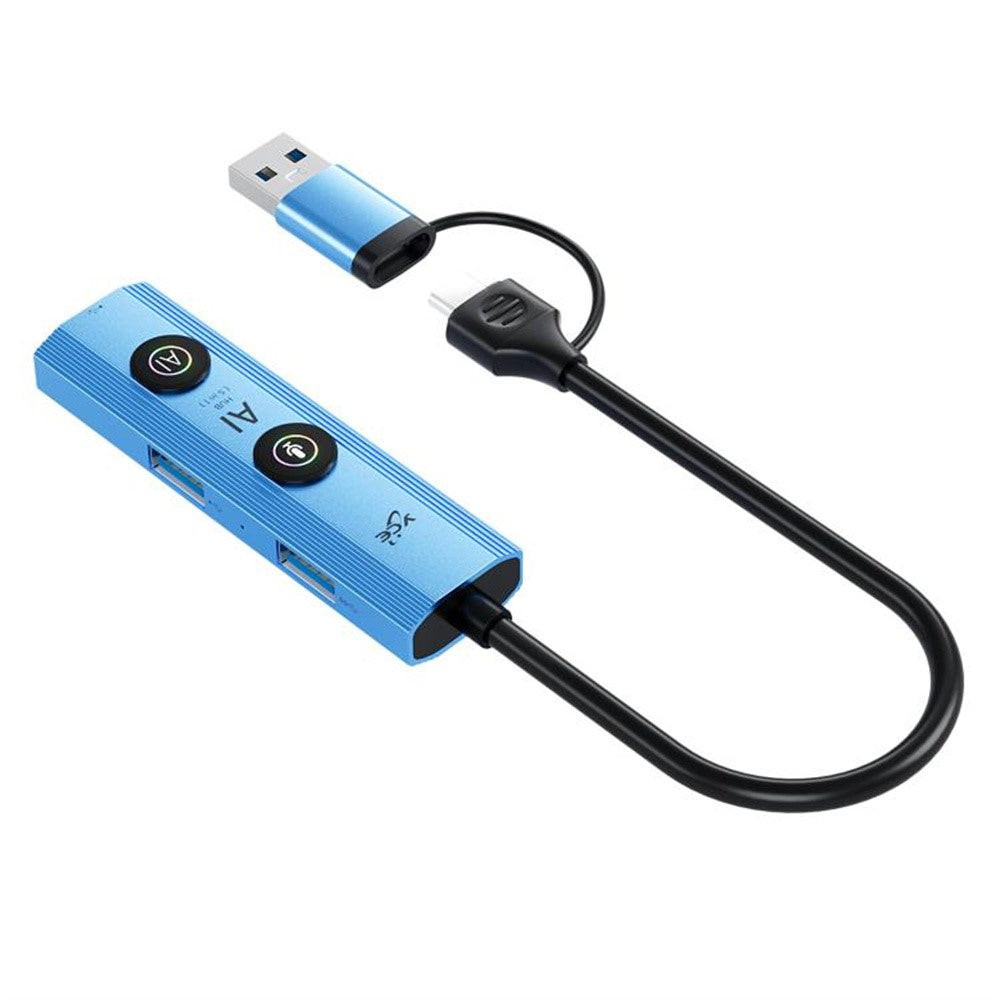 YCE V295B 5 in 1 USB 3.0 / Type-C Dual Head Hub Multifunctional Voice Recognition Smart AI Expansion Dock