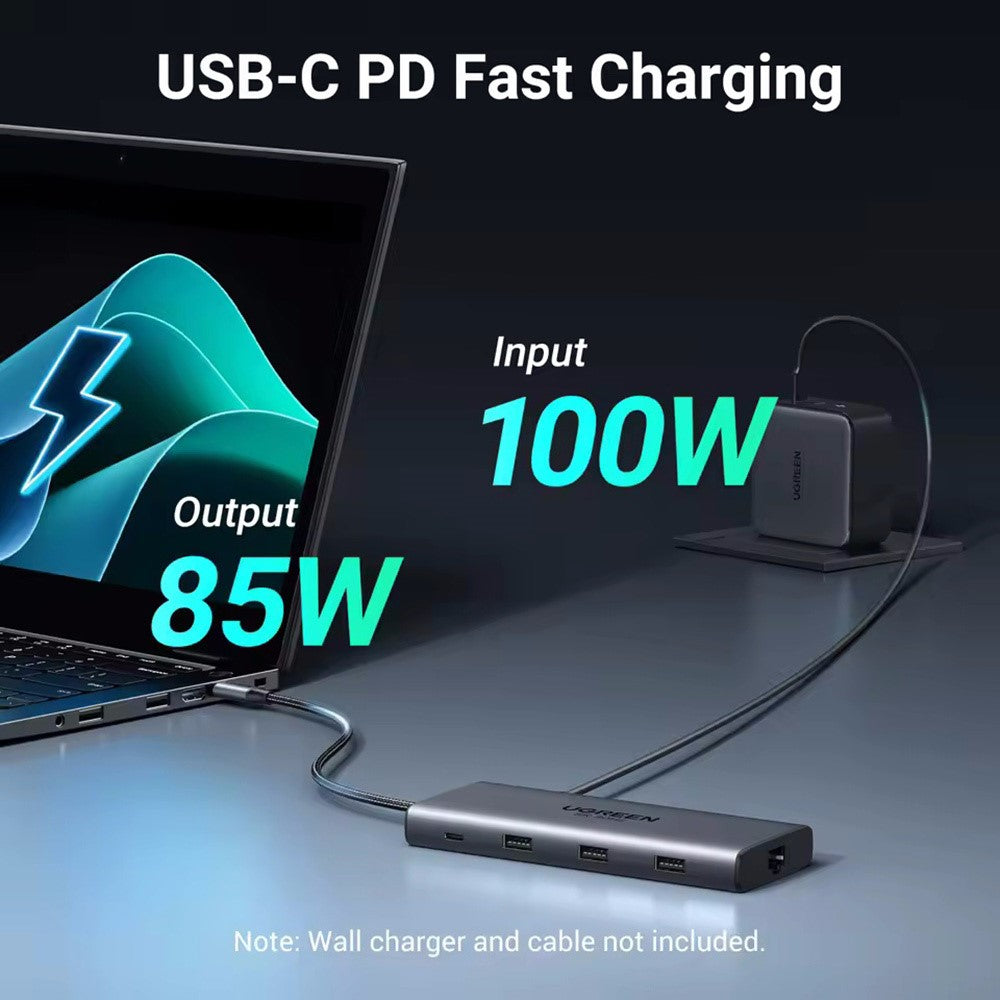 UGREEN 15534 USB-C Hub 8K / 4K HD RJ45 USB 3.0 PD 100W 10 in 1 Aluminum Alloy Adapter