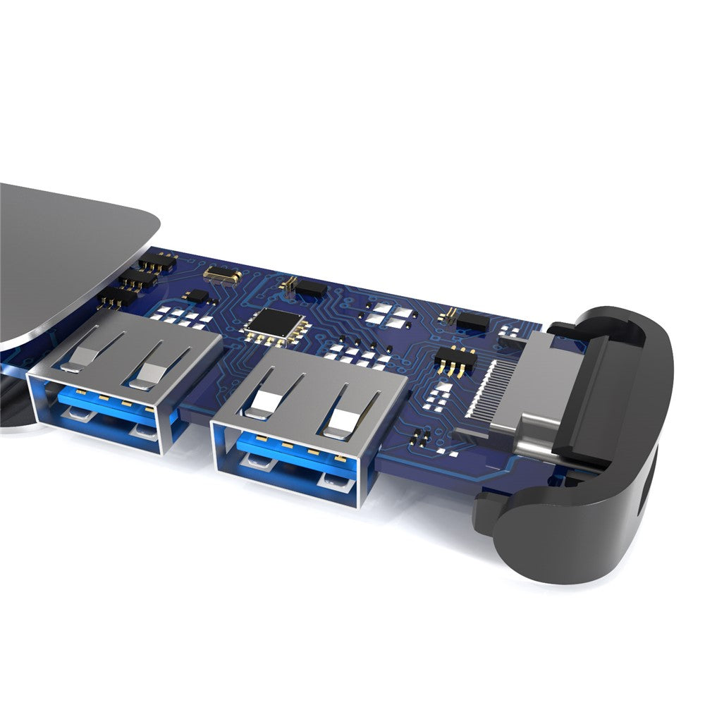 TX4H Type-C Hub to 4K HD Video Output+Type-C Charging+USB 3.0+USB 2.0, 4-In-1 USB-C Dock Expansion Station for Cellphone Computer