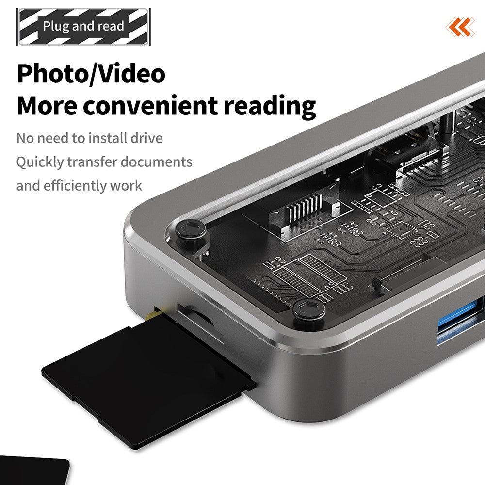 SW8V 8 in 1 Type-C Docking Station Portable USB Hub Adapter USB-C to USB3.0 / USB2.0 / Type-C2.0 / 100M Ethernet