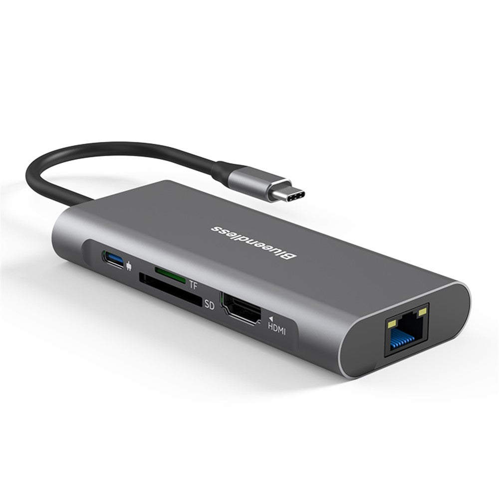 BLUEENDLESS HC801 4K Type-C Hub 8-in-1 Multiport PC Laptop USB 3.0 Docking Station Splitter Adapter