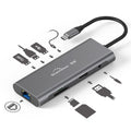 BLUEENDLESS HC901 Type-C Aluminum Alloy Hub 9-in-1 Docking Station Adapter with 100mm Extended Cable
