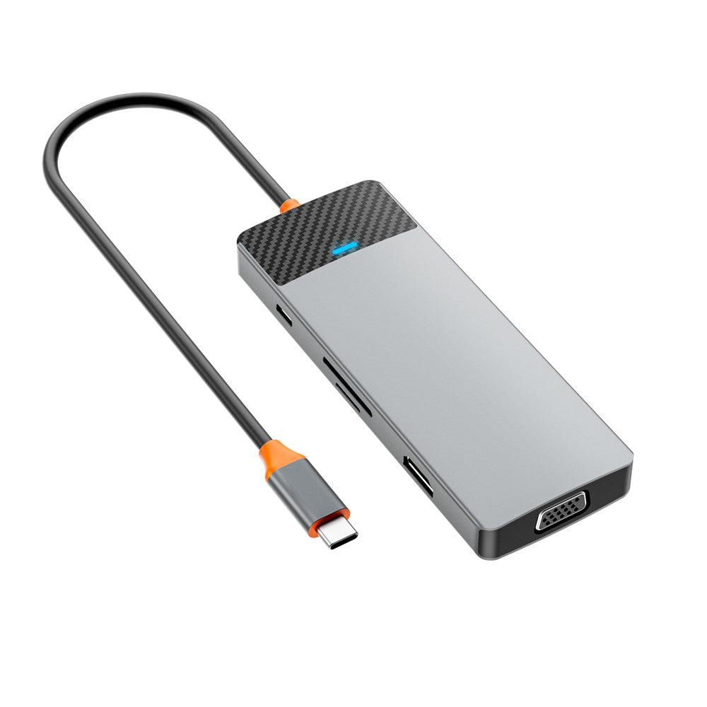 WIWU A921HV 9-In-1 Type-C Hub Multi-Port Converter with USB+PD+USB-C+Card Reader Slots+VGA+HD Output