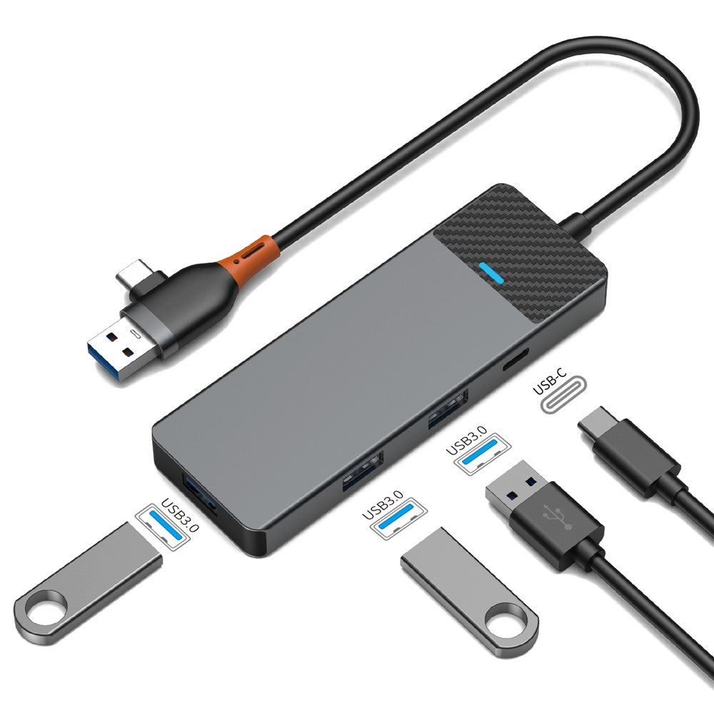 WIWU A431C Linker Series USB-A&C Hub Adapter 4-in-1 Portable Docking Station with 3 USB3.0+USB-C 3.0