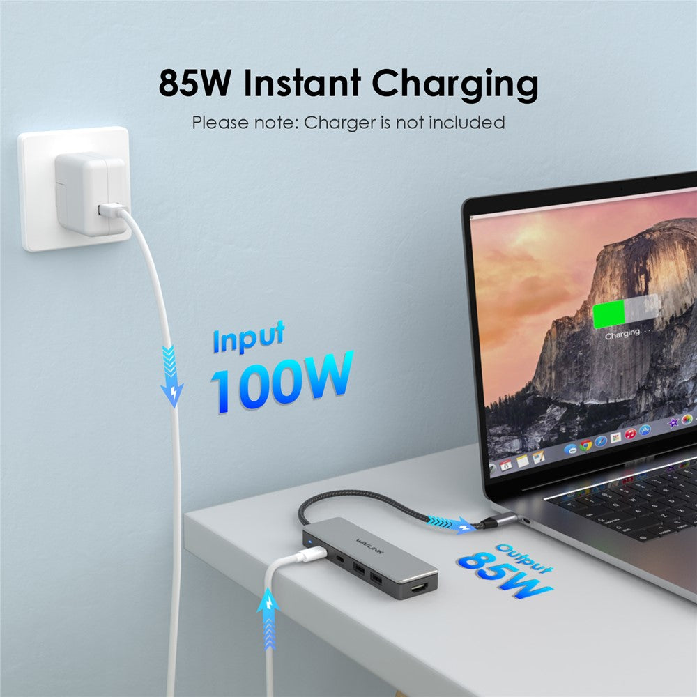 WAVLINK UHP3415 10Gbps Type-C Hub Adapter PD 100W Charging 4K HD Video Multi-Port Converter for MacBook