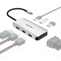 WAVLINK UMD304 7-in-1 Laptop Docking Station Converter USB-C to Dual HD 4K / 60Hz / VGA / 3 USB2.0 Hub Adapter