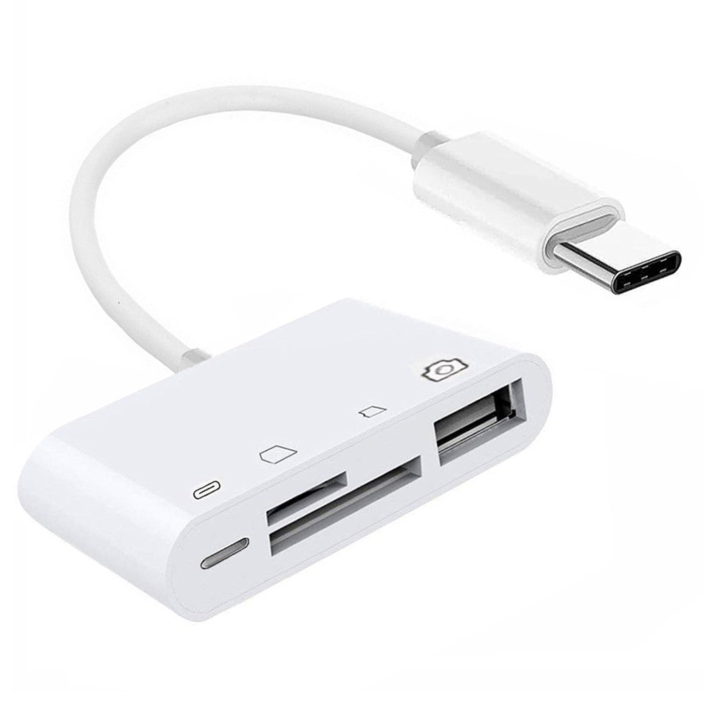 UC-155-SD004 4-in-1 USB 2.0 Type C to SD+TF+USB-A Female Card Reader PD 27W Adapter for Laptop Tablet Phone