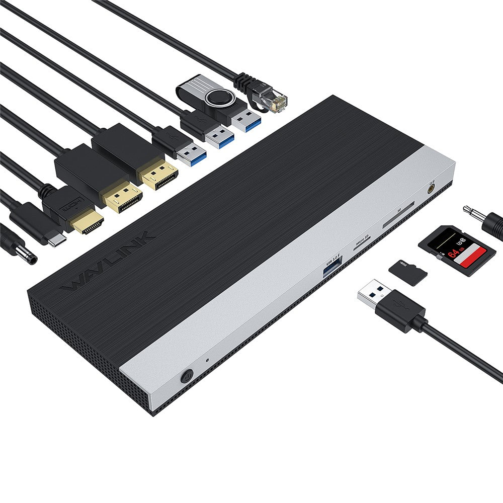 WAVLINK WL-UMD01 Docking Station Gigabit Ethernet / DP / HD Cable Converter USB3.0 Splitter Card Reader USB-C to DP / HD Adapter