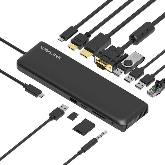 WAVLINK WL-UMD04 Portable Docking Station for Laptop Type-C Hub Adapter USB-C to HD / DVI / VGA Slim Converter