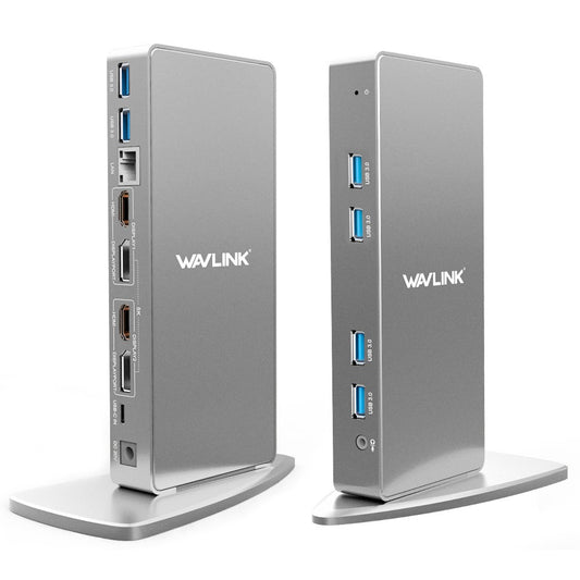 WAVLINK WL-UG69DK7 Type-C Universal Docking Station Desktop Laptops Aluminum Alloy Hub Adapter Support 4K / 5K
