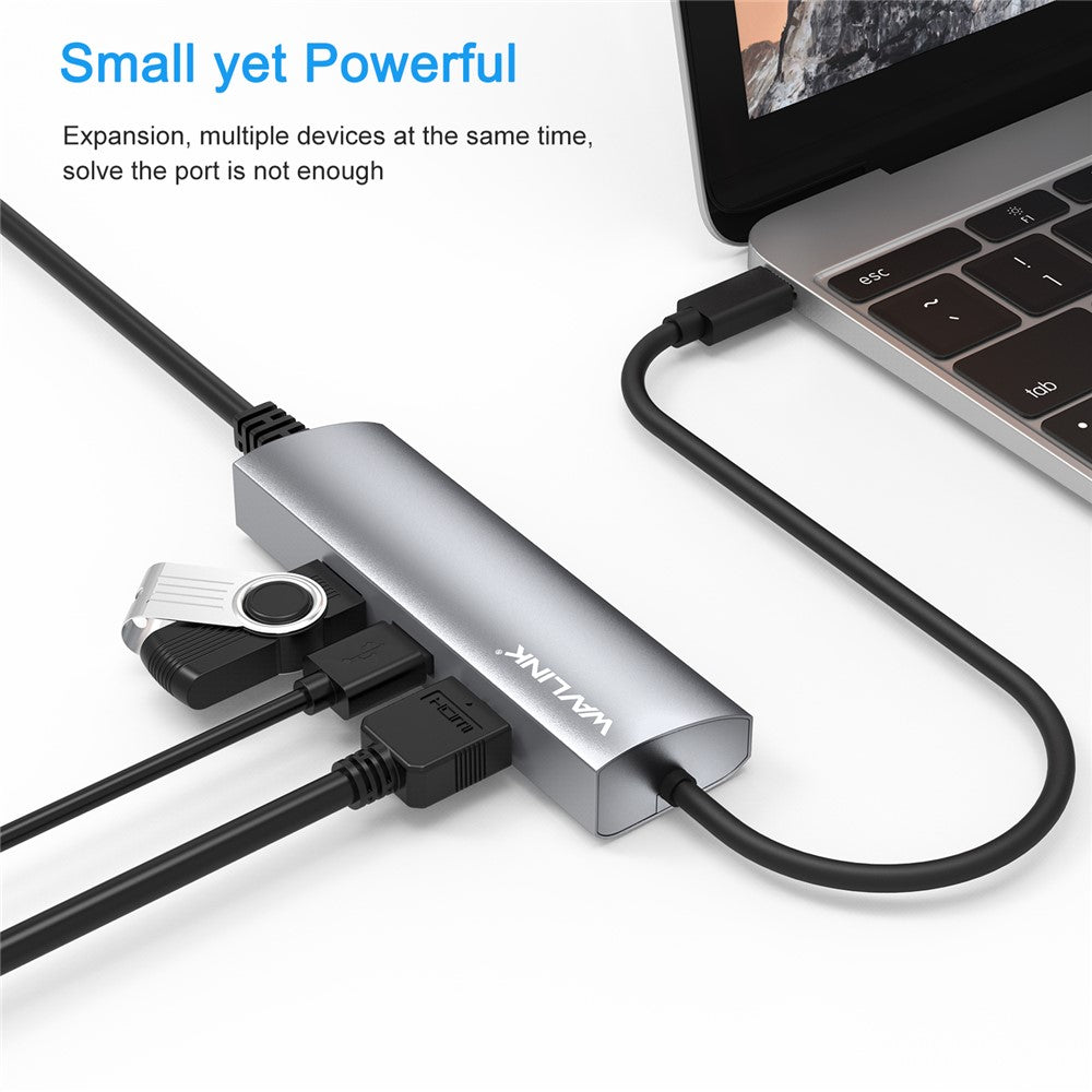 WAVLINK WL-UHP3408 4-in-1 Type-C to HD+2xUSB3.0+Gigabit RJ45 Docking Station USB Hub Adapter