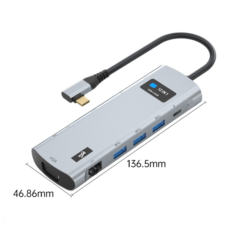 Z261 USB3.1 to PD+USB3.0x3+Type-C+SD / TF+RJ45+3.5mm+DP+HD+VGA 12-in-1 Hub