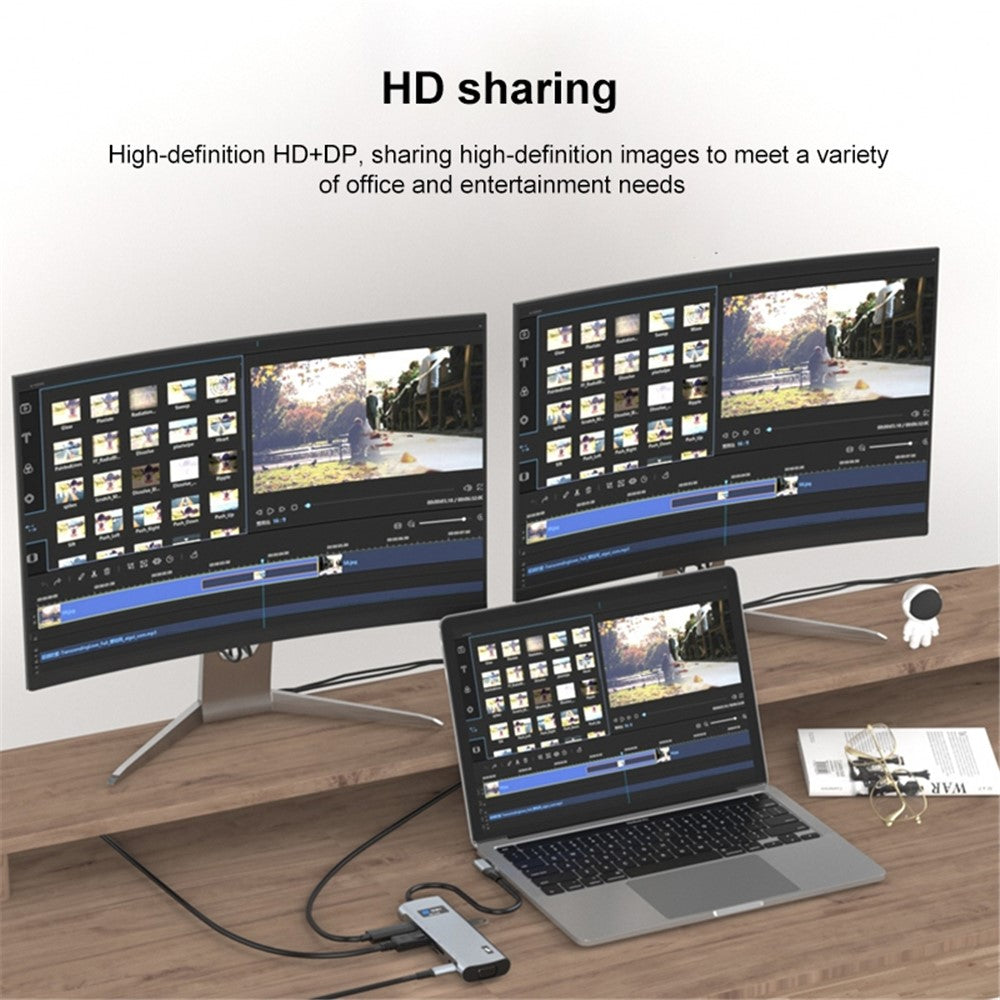 Z261 USB3.1 to PD+USB3.0x3+Type-C+SD / TF+RJ45+3.5mm+DP+HD+VGA 12-in-1 Hub
