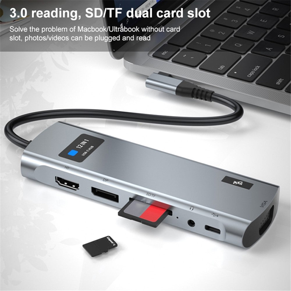 Z261 USB3.1 to PD+USB3.0x3+Type-C+SD / TF+RJ45+3.5mm+DP+HD+VGA 12-in-1 Hub