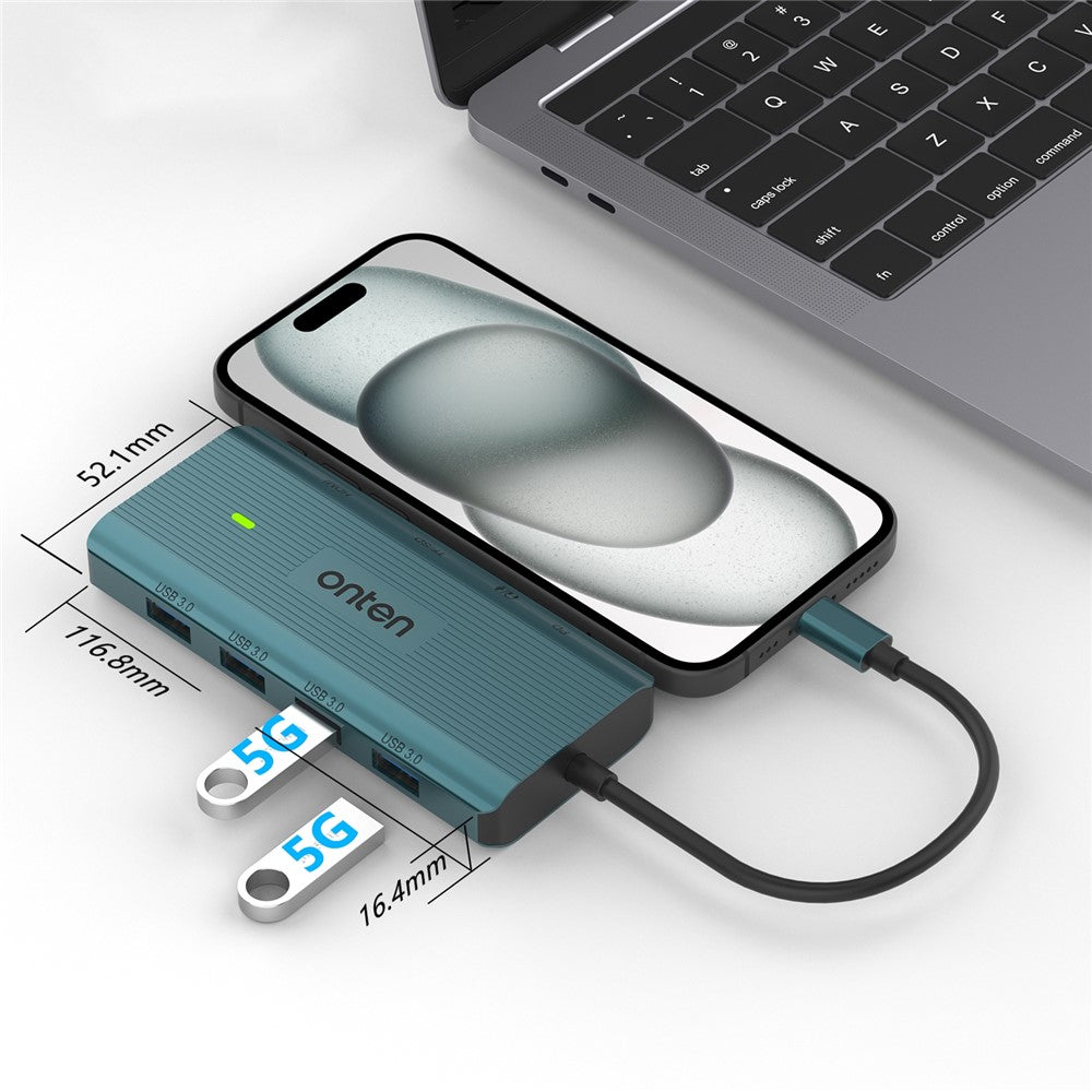 ONTEN UC962 10-in-1 Type-C to USB3.0*4+HD+SD+TF+Jack+PD 3.0+RJ45 USB Hub Docking Station