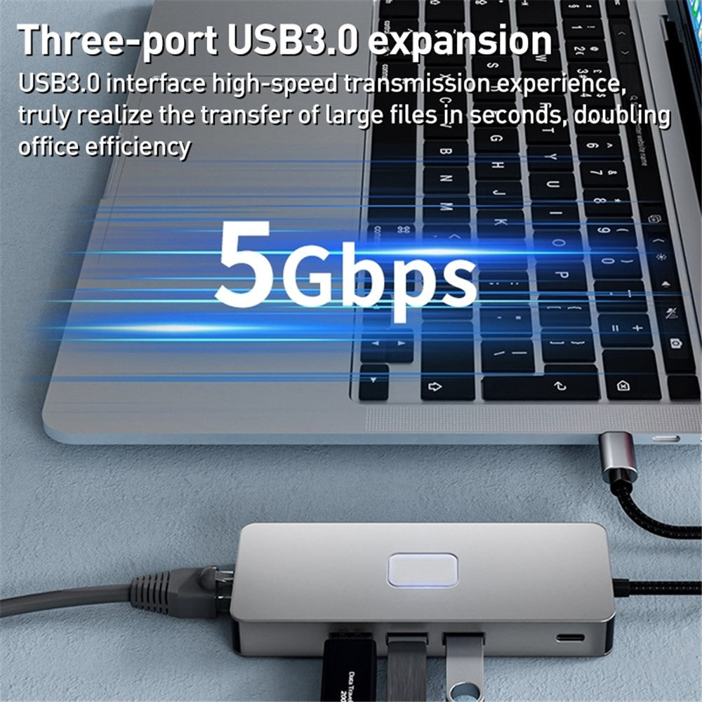 BYL-2401 8-In-1 USB-C to DisplayPort HD 4K Docking Station Adapter PD 100W Ethernet Connector