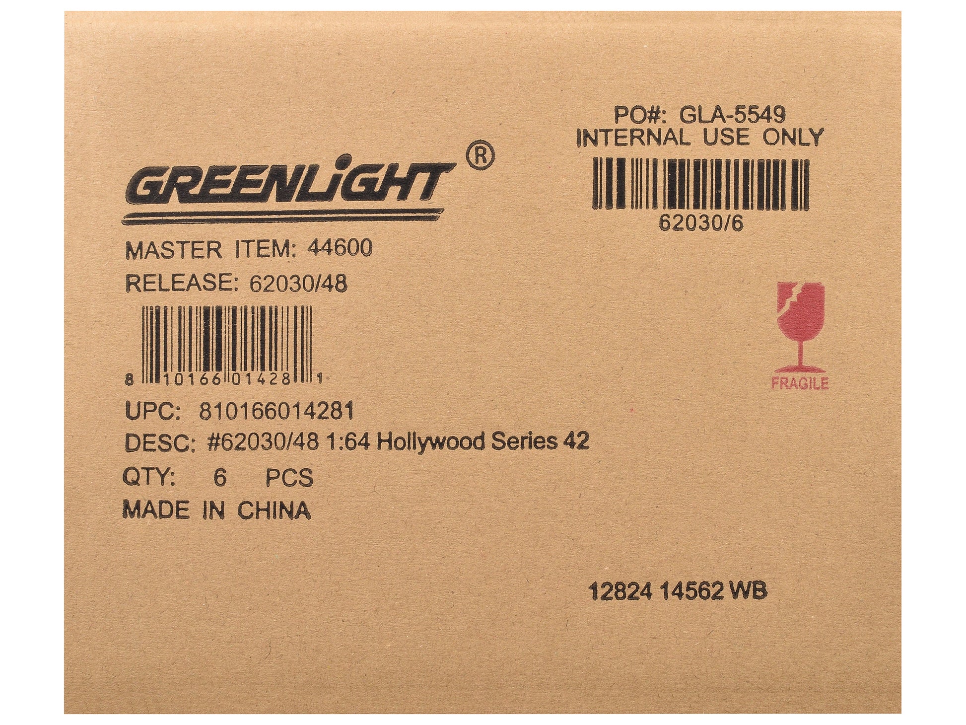 "Hollywood Series" Set of 6 pieces Release 42 1/64 Diecast Model Cars by Greenlight