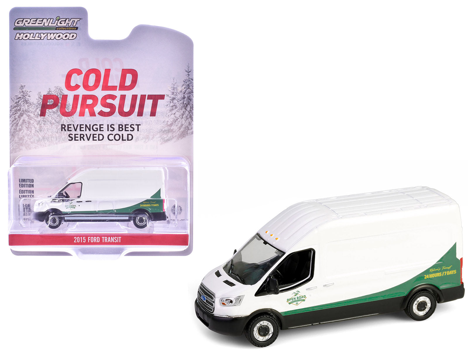 2015 Ford Transit Van White and Green "Cold Pursuit" (2019) Movie "Hollywood Series" Release 43 1/64 Diecast Model Car by Greenlight