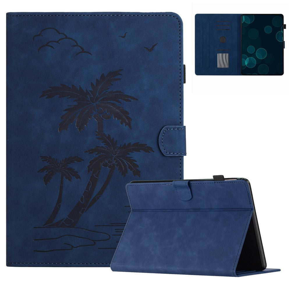 For Amazon Kindle Paperwhite 5 (2021) Case Card Holder Coconut Tree Imprinted Leather Cover