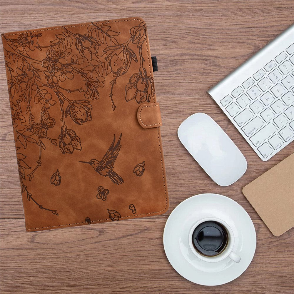For Amazon Fire 7 (2022) Case Flower Bird Imprinted Card Holder Leather Tablet Cover