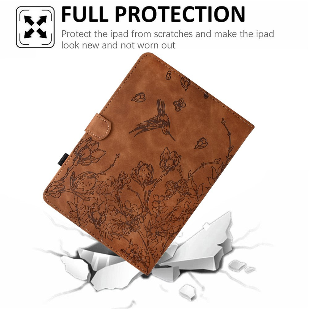 For Amazon Fire 7 (2022) Case Flower Bird Imprinted Card Holder Leather Tablet Cover