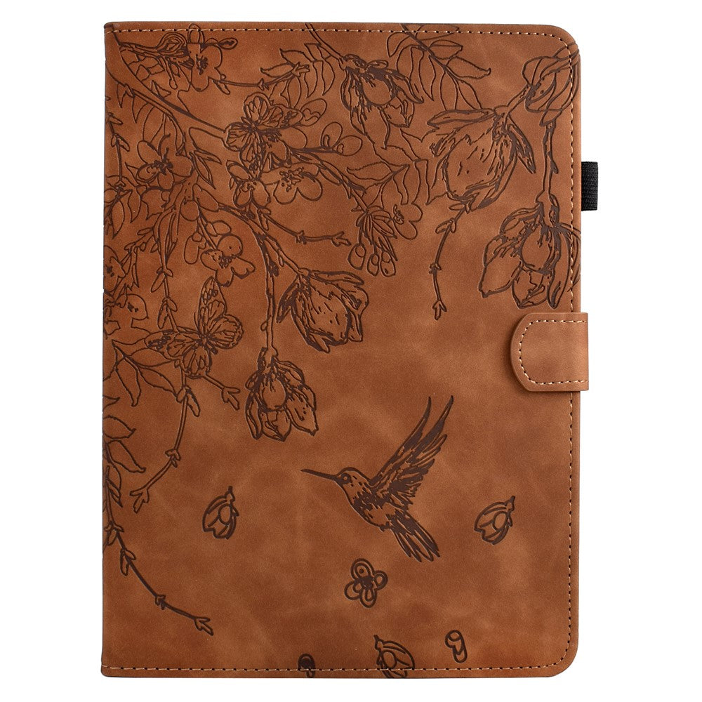 For Amazon Fire 7 (2022) Case Flower Bird Imprinted Card Holder Leather Tablet Cover