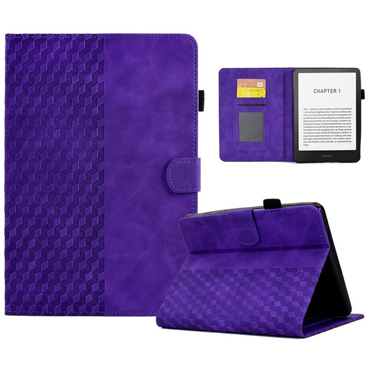 For Amazon Kindle Paperwhite (2024) Case Card Slots Leather Cover Block Pattern