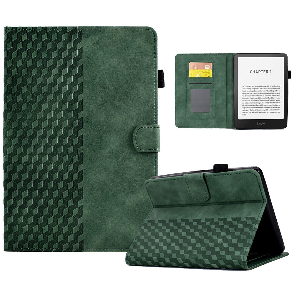 For Amazon Kindle Paperwhite (2024) Case Card Slots Leather Cover Block Pattern