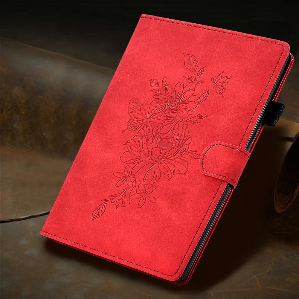 For Amazon Kindle Paperwhite (2024) Case Flower Butterfly Imprinted Card Slots Leather Cover