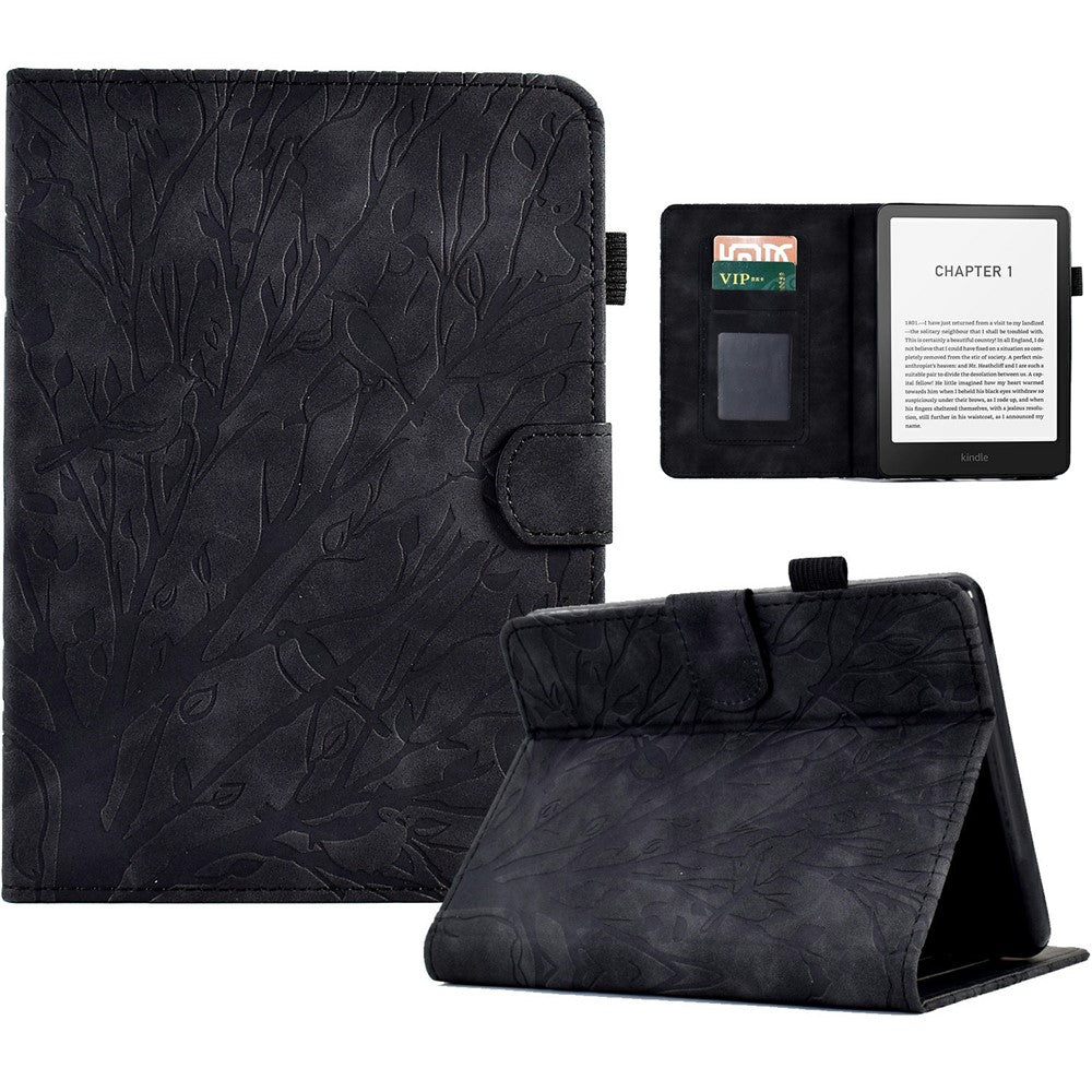 For Amazon Kindle Paperwhite (2024) Leather Case Tree Pattern Card Slots Stand Cover