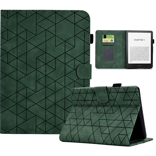 For Amazon Kindle Paperwhite (2024) Case Card Slots Stand Rhombus Auto Wake / Sleep Leather Cover