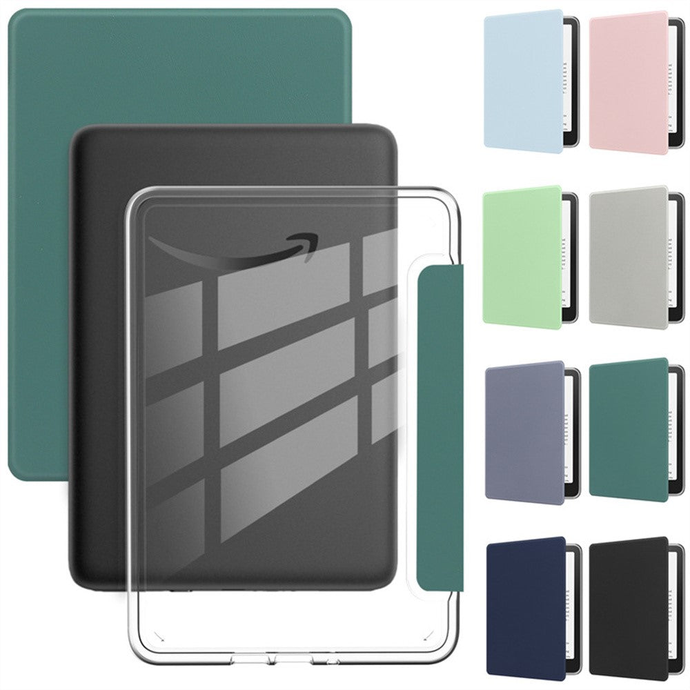 For Amazon Kindle Paperwhite (2024) / Kindle Colorsoft Case Anti Drop PU Leather + TPU + Acrylic Clear Protective Cover