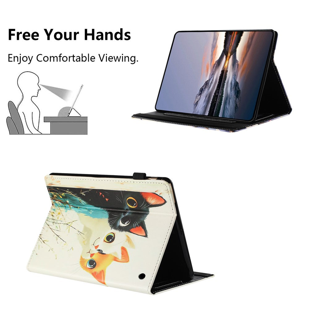 For Amazon Kindle Fire Max 11 2023 Tablet Case Litchi Texture Pattern Printing Leather Cover Auto Sleep  /  Wake with Card Holder