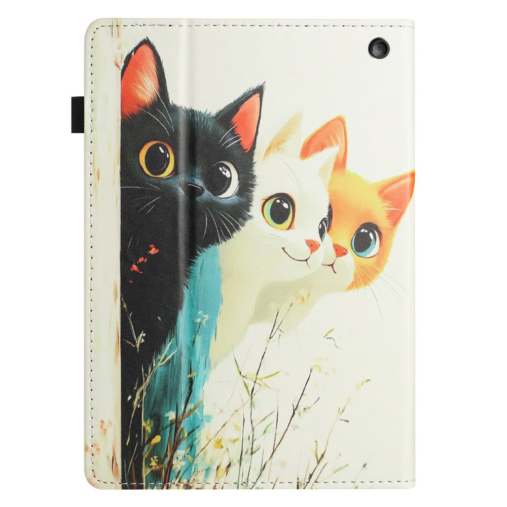 For Amazon Kindle Fire Max 11 2023 Tablet Case Litchi Texture Pattern Printing Leather Cover Auto Sleep  /  Wake with Card Holder