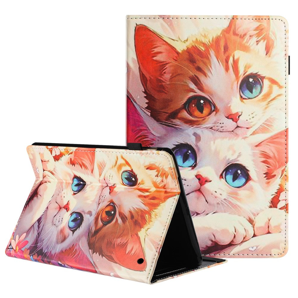 For Amazon Kindle Fire Max 11 2023 Tablet Case Litchi Texture Pattern Printing Leather Cover Auto Sleep  /  Wake with Card Holder
