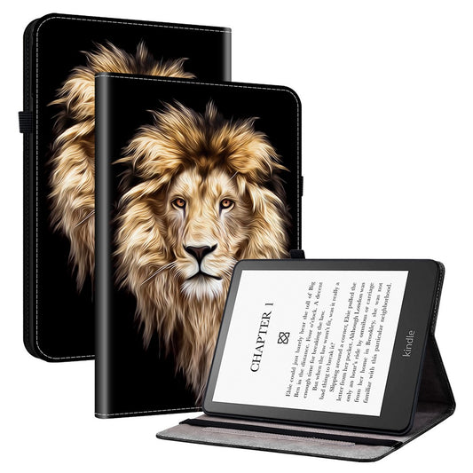 For Amazon Kindle Paperwhite (2021) Leather Case Pattern Printed Stand Tablet Cover with Card Slots