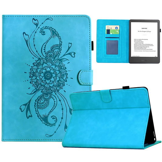 For Amazon Kindle 6" (2024) / (2022) Case Mandala Imprinted Leather Tablet Cover with Card Slots