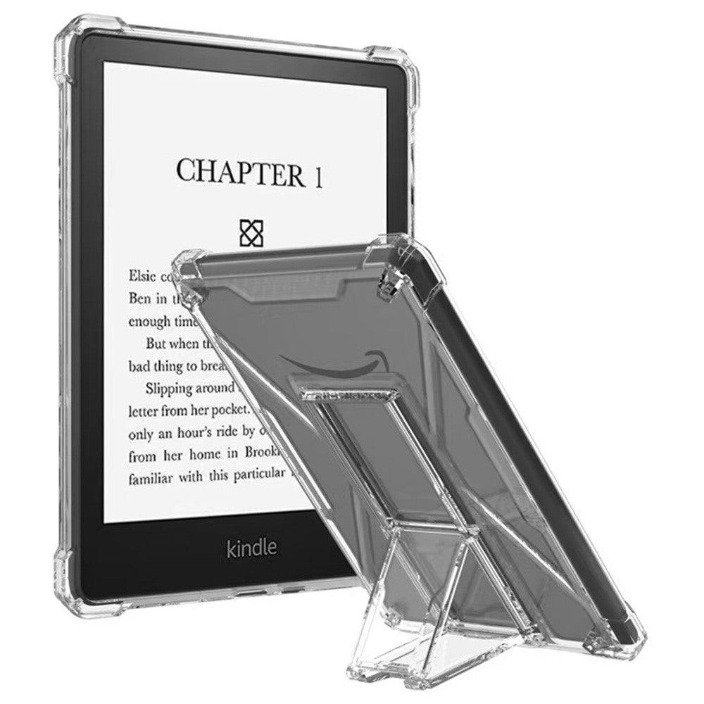 For Amazon Kindle Paperwhite 4 (2018) Clear Case Kickstand Shockproof TPU + PC Tablet Cover with Pen Slot