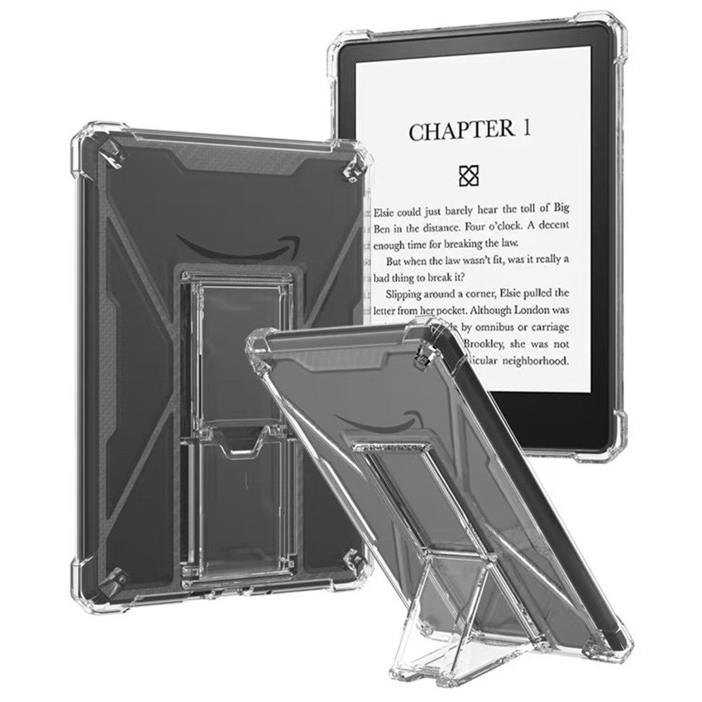For Amazon Kindle Paperwhite 5 (2021) Clear Case Kickstand Shockproof TPU + PC Tablet Cover with Pen Slot