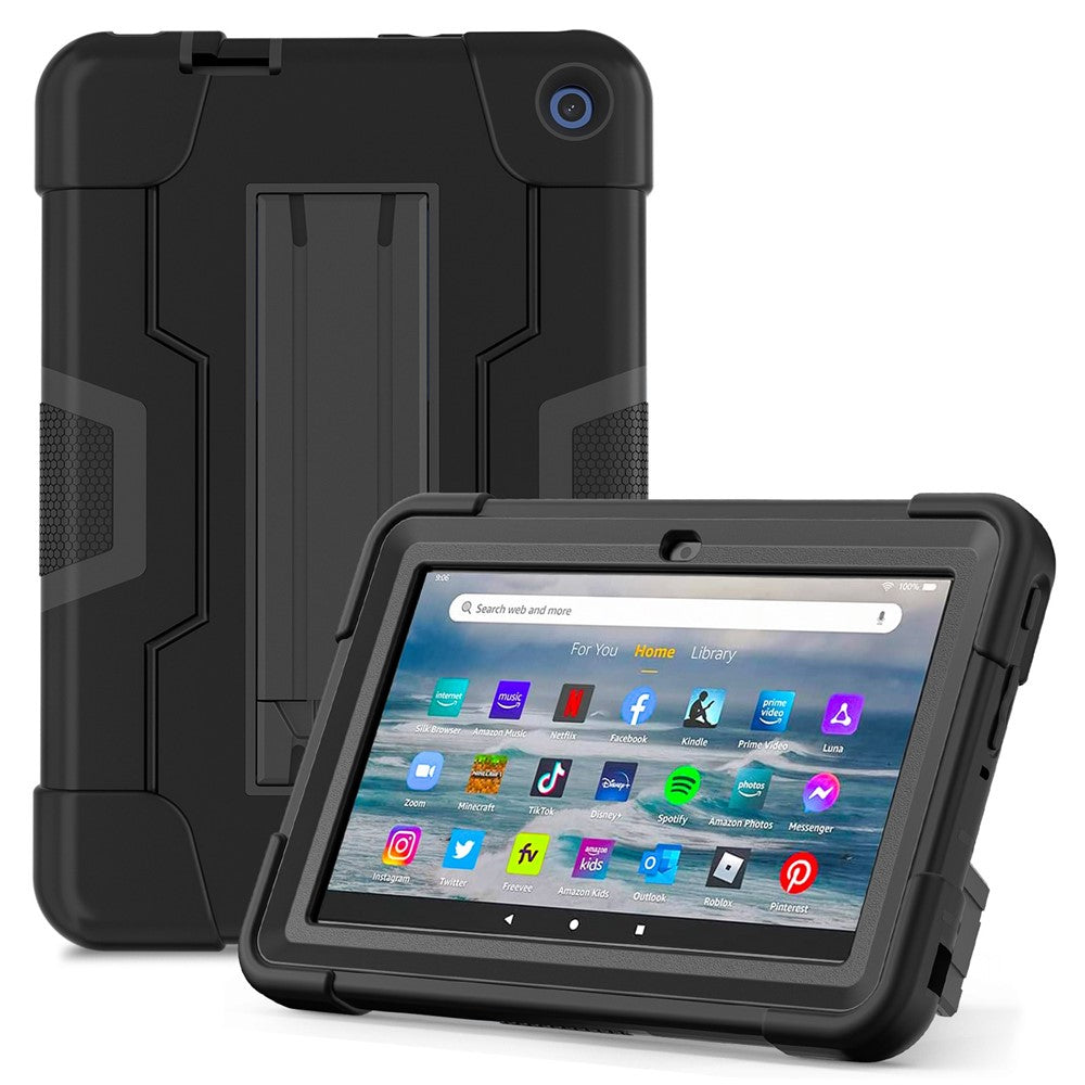For Amazon Fire 7 (2022) Robot Style Silicone + PC Tablet Case Color Contrast Drop-proof Kickstand Protective Case