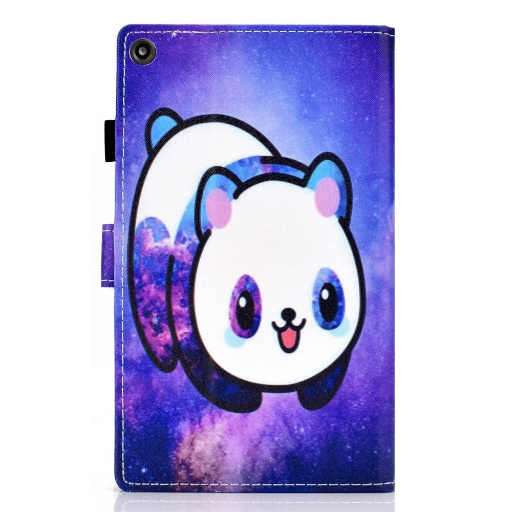 For Amazon Fire HD 8 (2016)  /  (2017)  /  (2018) Shockproof Cover Anti-Scratch Leather Case Stitched Pattern Printed Magnetic Closure Tablet Stand Case with Wallet  /  Card Slots