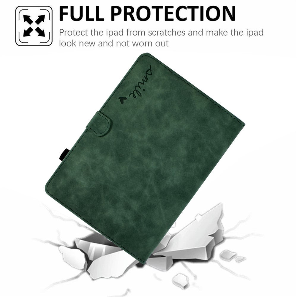 For Amazon Fire 7 (2022) Solid Color Imprinted PU Leather Drop-proof Cover Card Slots Design Flip Stand Protective Case