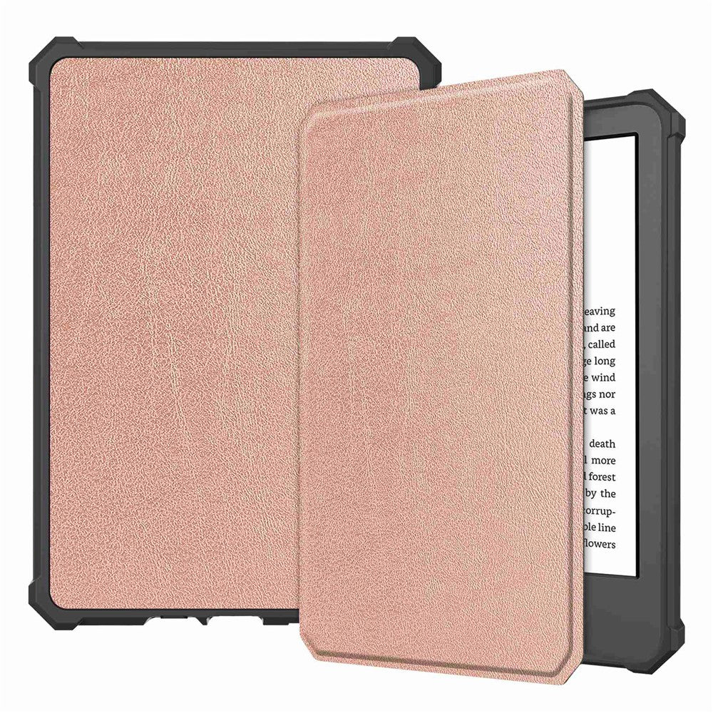 For Amazon Kindle 6 inch (2024) / (2022) PU Leather + TPU Case Full Protection E-Reader Cover with Auto Sleep / Wake