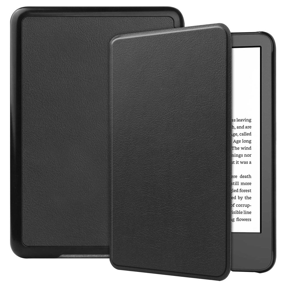 For Amazon Kindle 6 inch (2024) / (2022) Solid Color PU Leather Cover Auto Sleep / Wake Anti-Scratch E-Reader Case