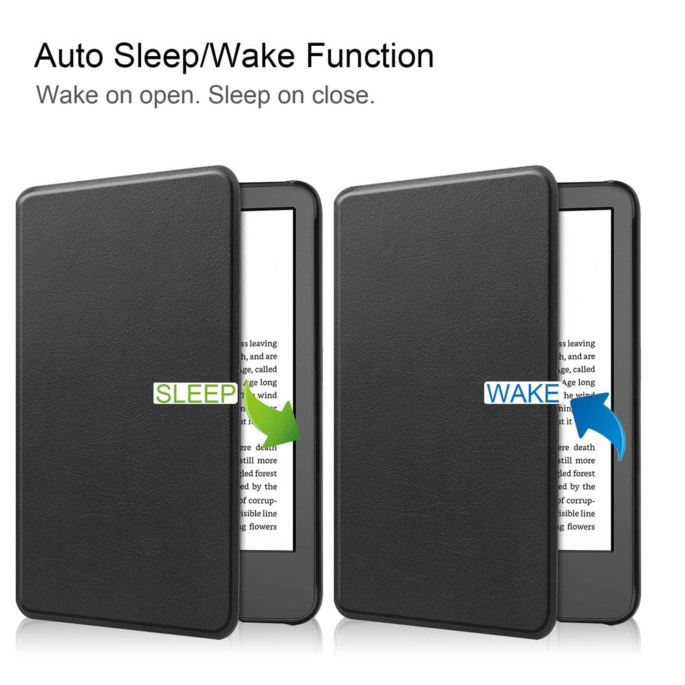For Amazon Kindle 6 inch (2024) / (2022) Solid Color PU Leather Cover Auto Sleep / Wake Anti-Scratch E-Reader Case