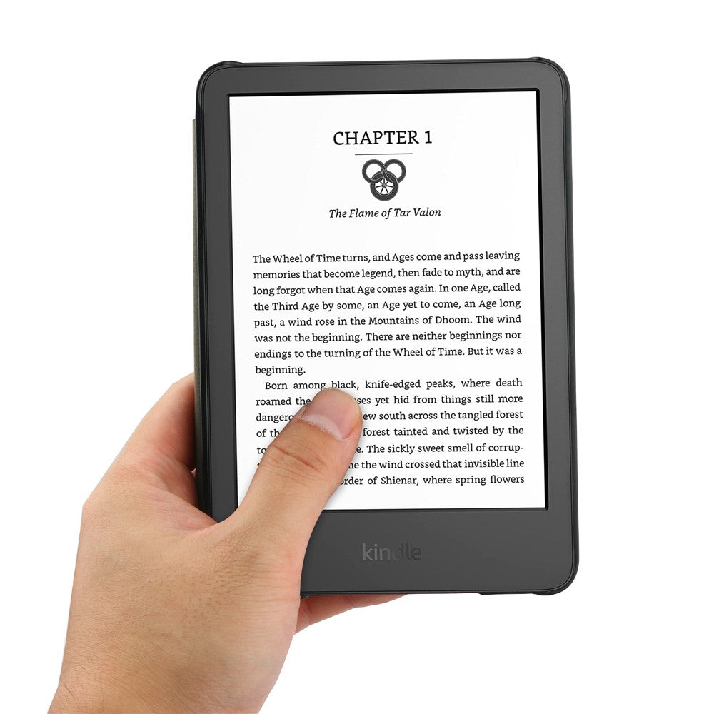 For Amazon Kindle 6 inch (2024) / (2022) Solid Color PU Leather Cover Auto Sleep / Wake Anti-Scratch E-Reader Case