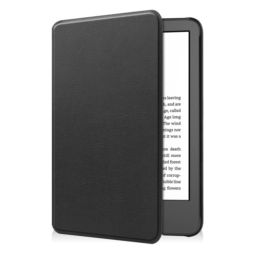 For Amazon Kindle 6 inch (2024) / (2022) Solid Color PU Leather Cover Auto Sleep / Wake Anti-Scratch E-Reader Case