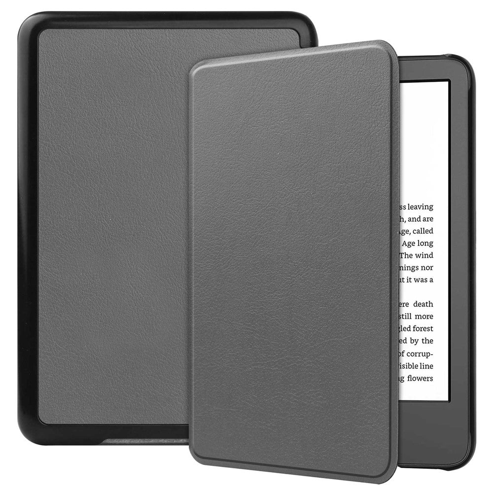 For Amazon Kindle 6 inch (2024) / (2022) Solid Color PU Leather Cover Auto Sleep / Wake Anti-Scratch E-Reader Case
