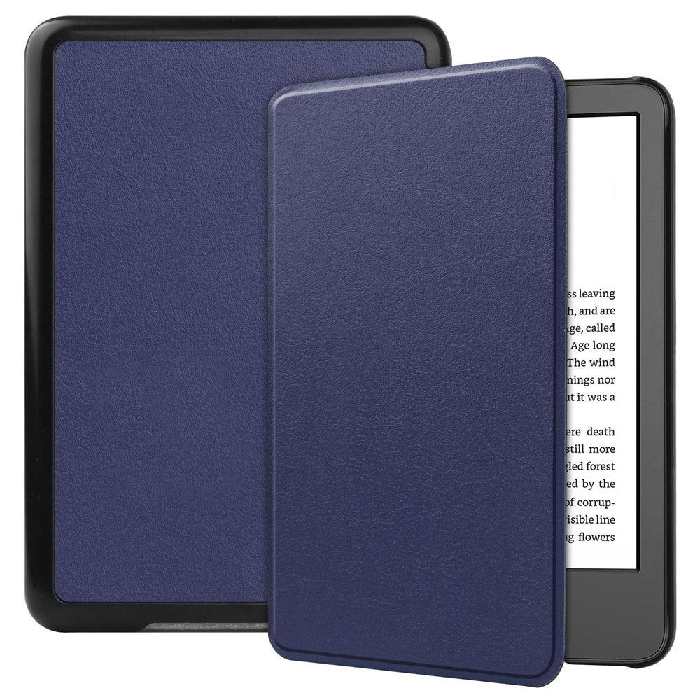 For Amazon Kindle 6 inch (2024) / (2022) Solid Color PU Leather Cover Auto Sleep / Wake Anti-Scratch E-Reader Case